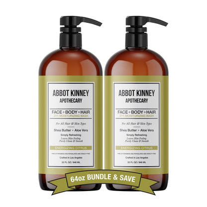 2 PACK - Men's 3-in-1 Moisturizing Shampoo, Conditioner, and Body Wash - Energizing Citrus 32oz by Abbot Kinney Apothecary by  Los Angeles Brands