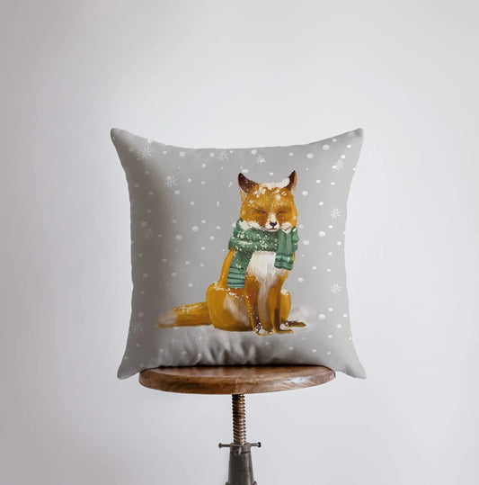 Christmas Fox | Throw Pillows | Fox Pillow Cover | Christmas Pillow | Snow Fox | Christmas Gift | Animal Pillow | Home Decor | Bedroom Decor by UniikPillows