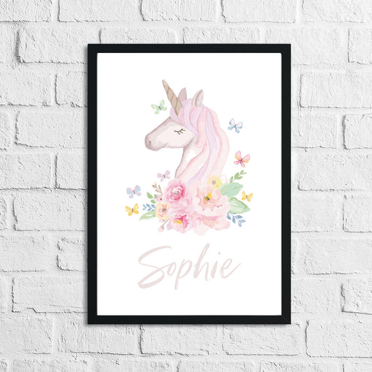Personalised Watercolour Unicorn Name Children's Room Wall Decor Print by WinsterCreations™ Official Store