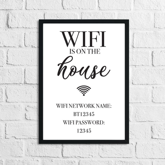 Personalised Wifi Is On The House Simple Home Wall Decor Print by WinsterCreations™ Official Store